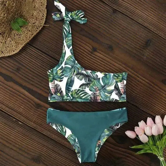 Women Swimsuit One Shoulder Bikini Low Waist-LD18120B2-1