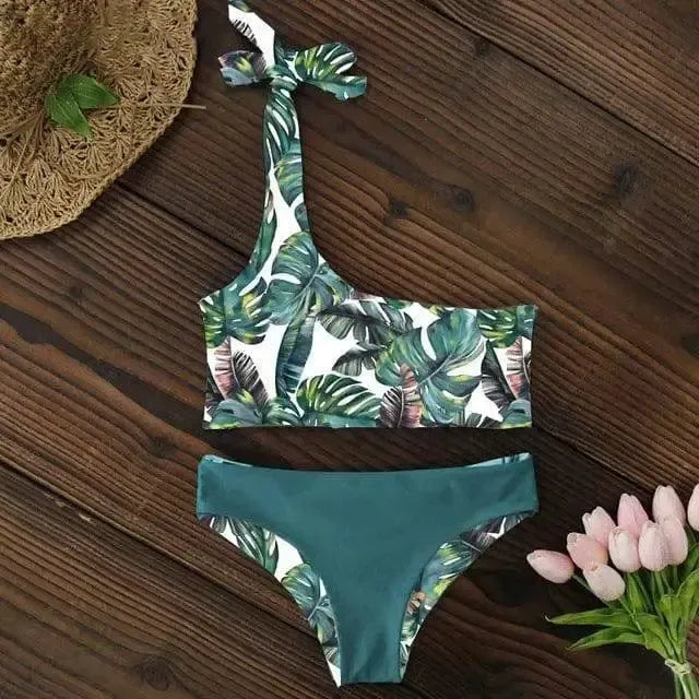 Women Swimsuit One Shoulder Bikini Low Waist-4
