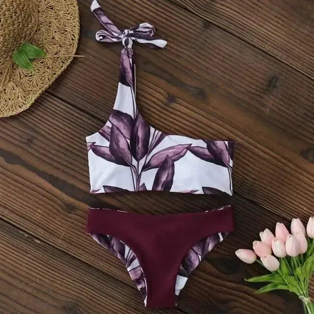 Women Swimsuit One Shoulder Bikini Low Waist-LD18120R1-8