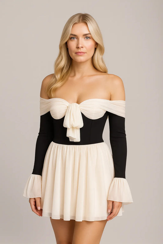 Chic Off-Shoulder Color Dress