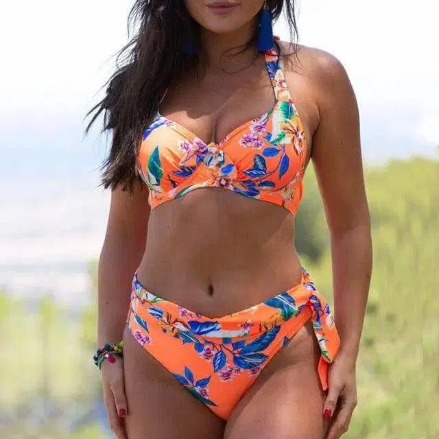 Two Piece Swimsuit Woman Bikinis High Cut Plus Size-04-3
